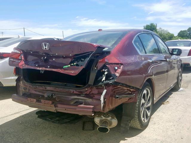 1HGCR2F88HA062989 - 2017 HONDA ACCORD EXL MAROON photo 4