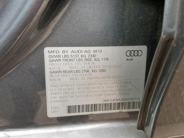 WA1UFAFL0DA239713 - 2013 AUDI A4 ALLROAD CHARCOAL photo 10