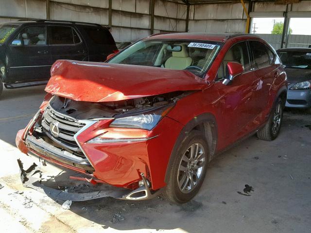 JTJYARBZ4F2020116 - 2015 LEXUS NX 200T RED photo 2