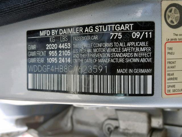 WDDGF4HB8CA623591 - 2012 MERCEDES-BENZ C 250 SILVER photo 10