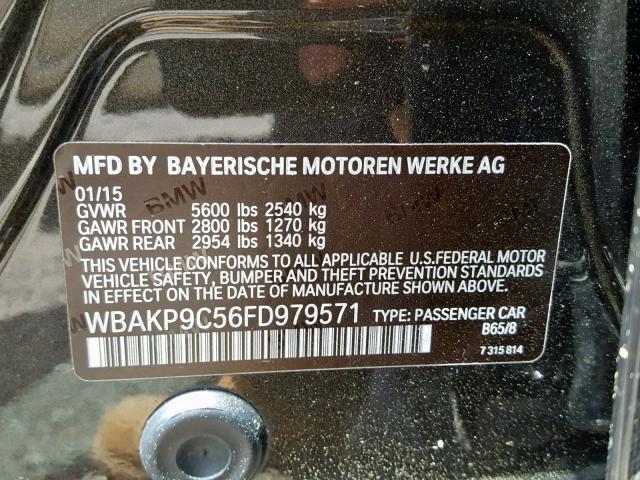 WBAKP9C56FD979571 - 2015 BMW 550 XI BLACK photo 10