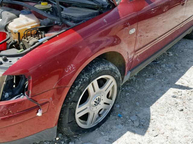 WVWEH63B61E034561 - 2001 VOLKSWAGEN PASSAT GLX 红色 照片 9