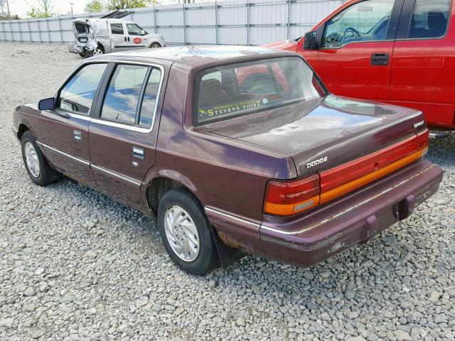 1B3XA46K8PF530379 - 1993 DODGE SPIRIT BURGUNDY photo 3