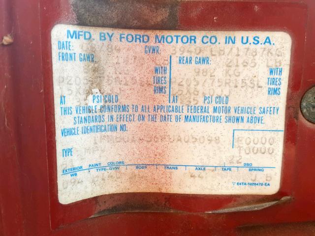 1FMBU14S6FUA05098 - 1985 FORD BRONCO II RED photo 10