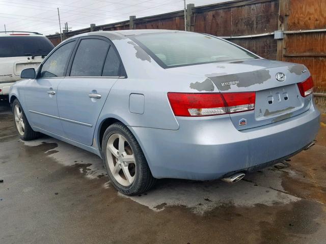 5NPEU46F96H133574 - 2006 HYUNDAI SONATA GLS BLUE photo 3