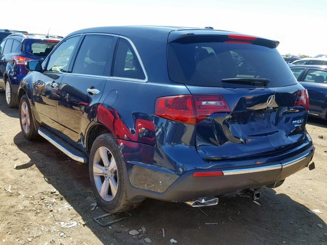 2HNYD2H22DH506627 - 2013 ACURA MDX BLUE photo 3