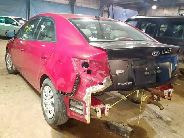 KNAFU4A29D5738214 - 2013 KIA FORTE EX RED photo 3