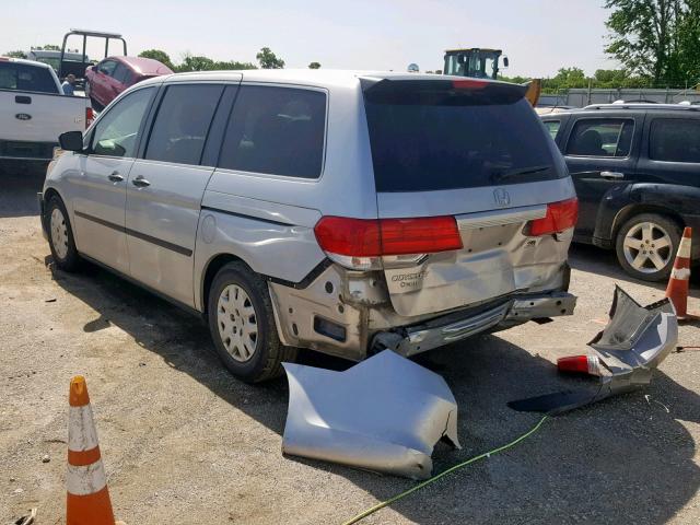 5FNRL3H2XAB027280 - 2010 HONDA ODYSSEY LX SILVER photo 3