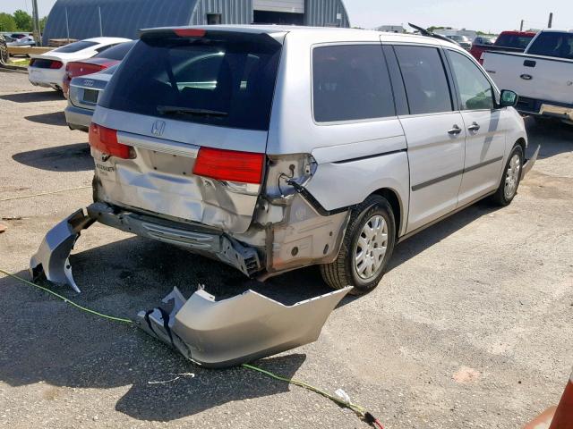 5FNRL3H2XAB027280 - 2010 HONDA ODYSSEY LX SILVER photo 4