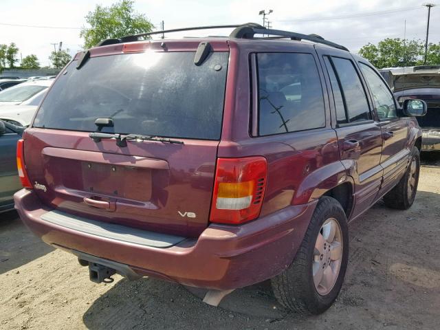 1J4GX58N81C546790 - 2001 JEEP GRAND CHER BURGUNDY photo 4