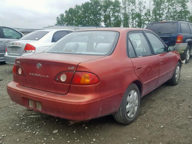 1NXBR12E71Z480637 - 2001 TOYOTA COROLLA CE RED photo 4