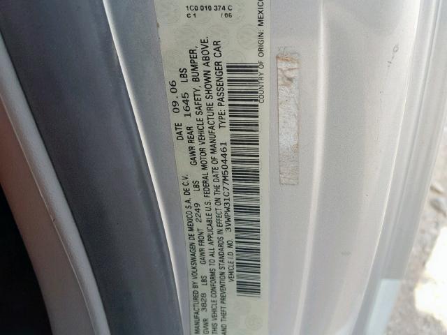 3VWPW31C77M504461 - 2007 VOLKSWAGEN NEW BEETLE Gümüş foto 10