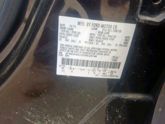 2FMDK4KC0DBE29746 - 2013 FORD EDGE LIMIT BLACK photo 10