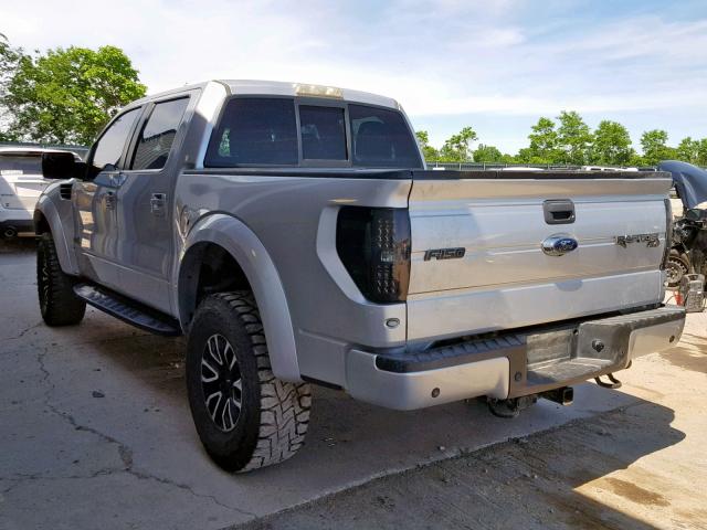 1FTFW1R67DFC39540 - 2013 FORD F150 SVT R SILVER photo 3