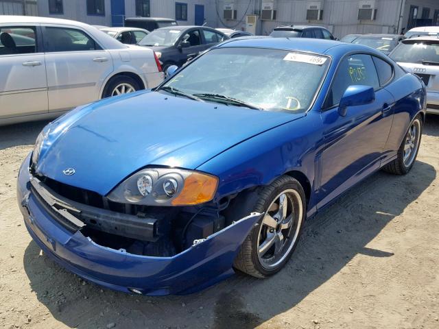 KMHHM65D94U122582 - 2004 HYUNDAI TIBURON BLUE photo 2