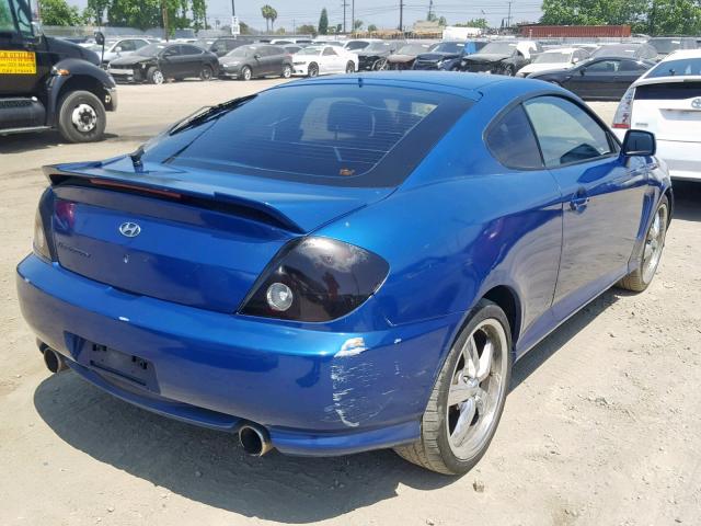 KMHHM65D94U122582 - 2004 HYUNDAI TIBURON BLUE photo 4