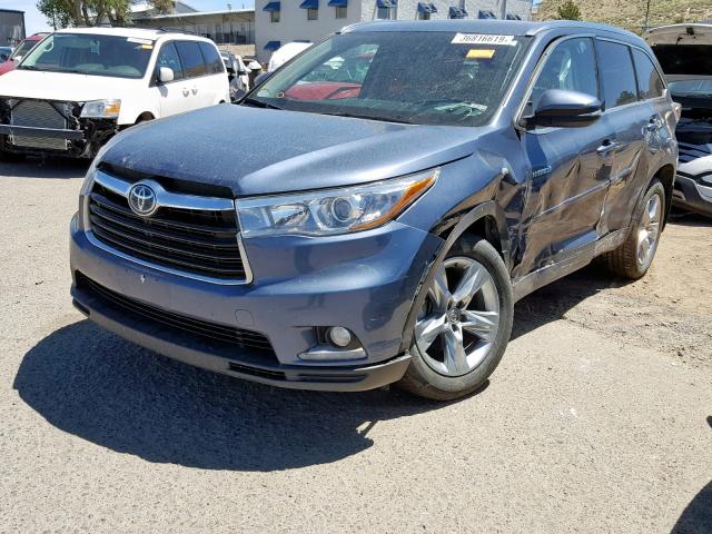 5TDDCRFH1FS011427 - 2015 TOYOTA HIGHLANDER BLUE photo 2