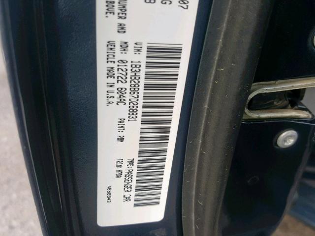 1B3HB28B67D268831 - 2007 DODGE CALIBER GRAY photo 10