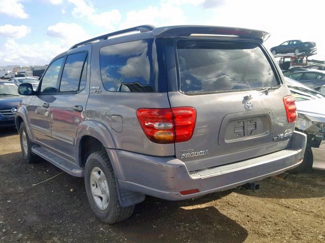 5TDBT48A81S035341 - 2001 TOYOTA SEQUOIA LI GRAY photo 3