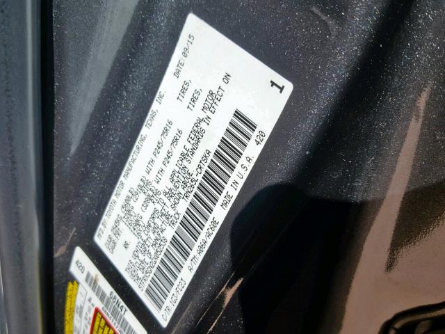 5TFRX5GN2GX052538 - 2016 TOYOTA TACOMA ACC ნაცრისფერი ფოტო 10