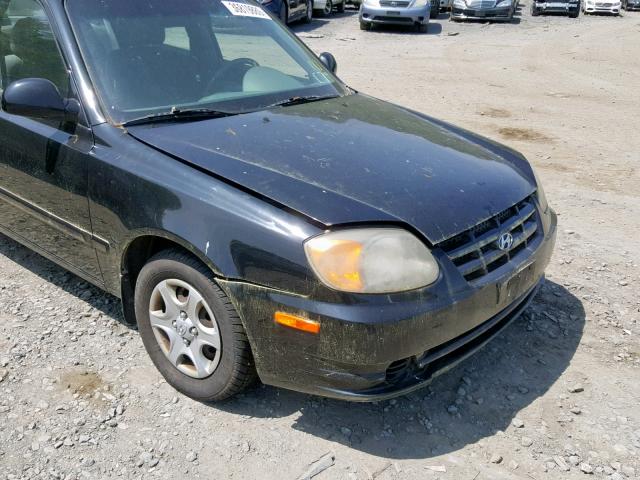 KMHCG45C05U663521 - 2005 HYUNDAI ACCENT GL BLACK photo 9