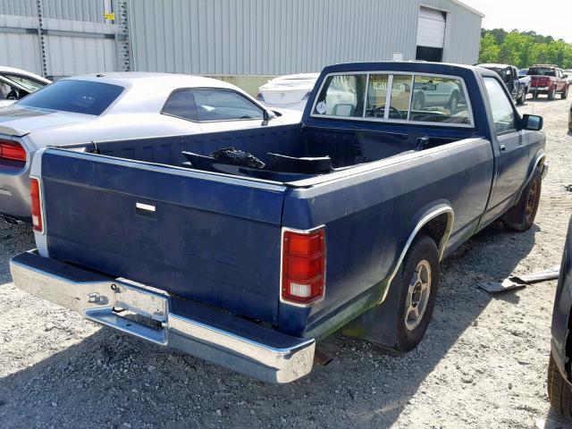 1B7GN14X1JS674628 - 1988 DODGE DAKOTA BLUE photo 4