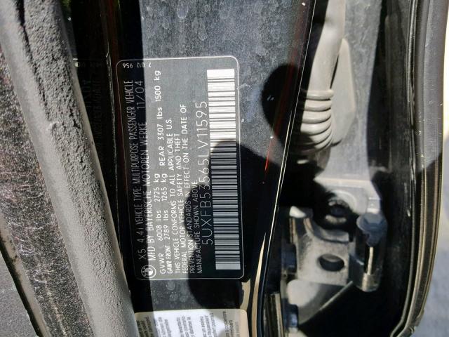 5UXFB53565LV11595 - 2005 BMW X5 4.4I BLACK photo 10