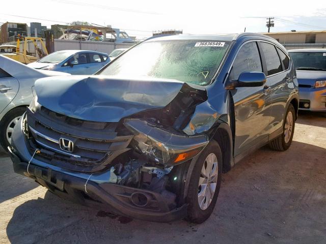 2HKRM3H76DH522378 - 2013 HONDA CR-V EXL TEAL photo 2