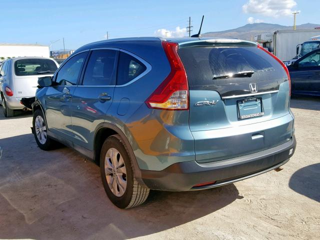 2HKRM3H76DH522378 - 2013 HONDA CR-V EXL TEAL photo 3