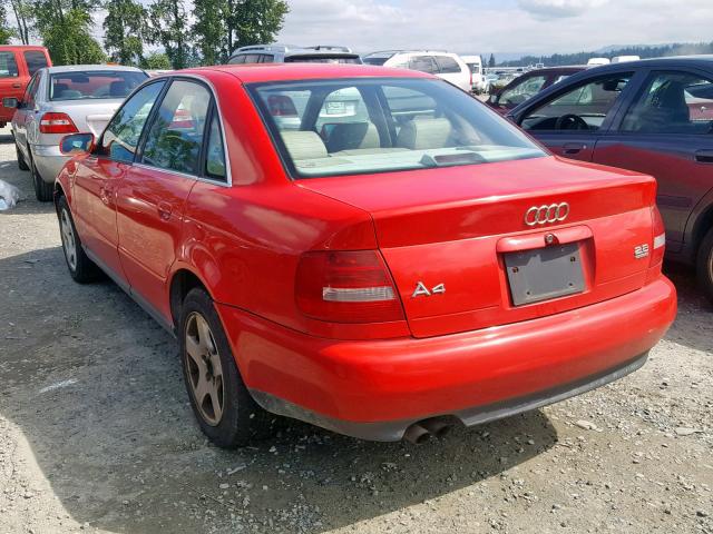 WAUED28D2XA279420 - 1999 AUDI A4 2.8 QUA RED photo 3