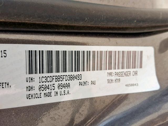 1C3CDFBB5FD380493 - 2015 DODGE DART SXT CHARCOAL photo 10