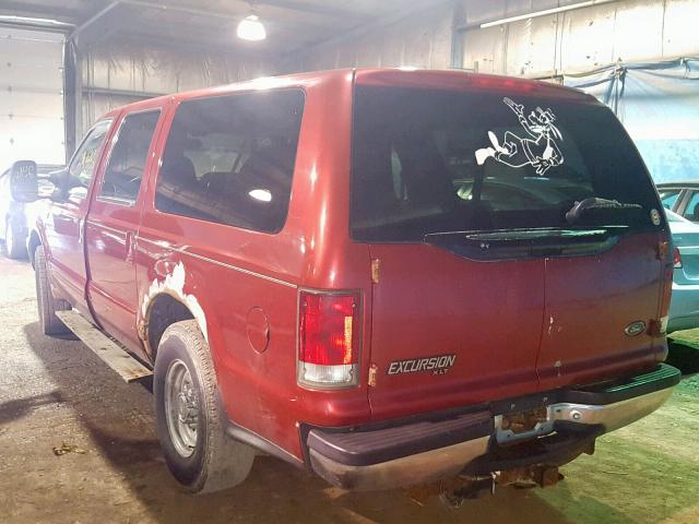 1FMNU40L2YEC00660 - 2000 FORD EXCURSION RED photo 3
