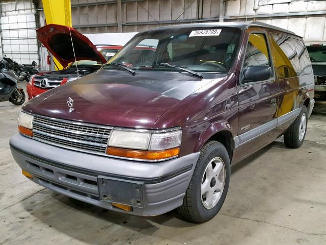 2P4GH4534SR399680 - 1995 PLYMOUTH VOYAGER SE BURGUNDY photo 2