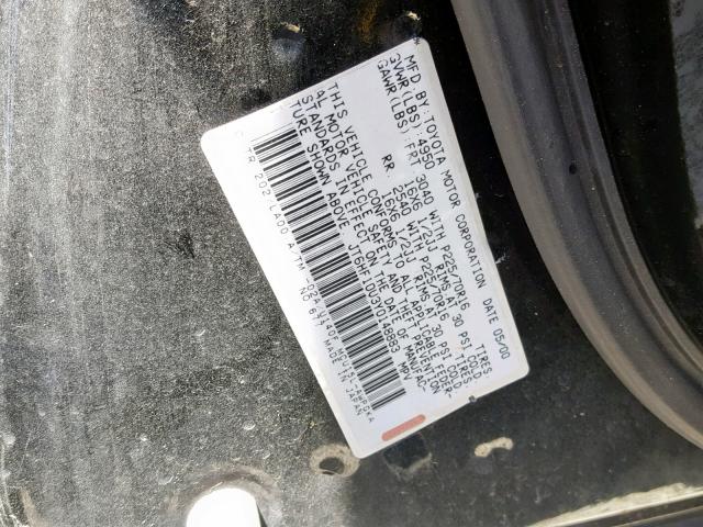 JT6HF10U3Y0148883 - 2000 LEXUS RX 300 BLACK photo 10