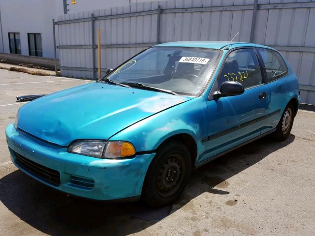 2HGEH2468RH522586 - 1994 HONDA CIVIC DX BLUE photo 2