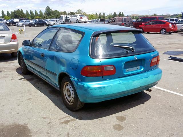 2HGEH2468RH522586 - 1994 HONDA CIVIC DX BLUE photo 3