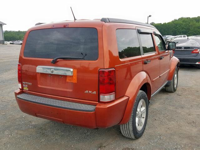 1D8GU58K07W729808 - 2007 DODGE NITRO SLT ORANGE photo 4