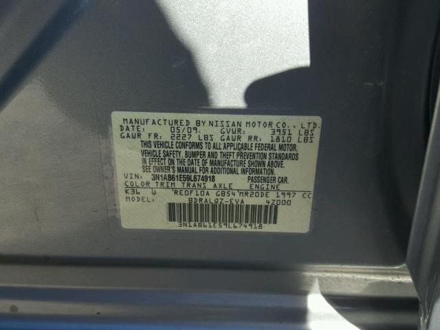 3N1AB61E59L674918 - 2009 NISSAN SENTRA 2.0 GRAY photo 10