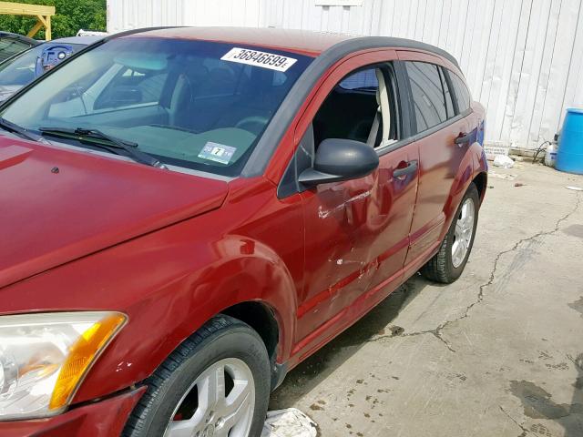 1B3JB48B27D504002 - 2007 DODGE CALIBER SX BURGUNDY photo 9