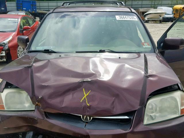 2HNYD186X2H507468 - 2002 ACURA MDX TOURIN BURGUNDY photo 7