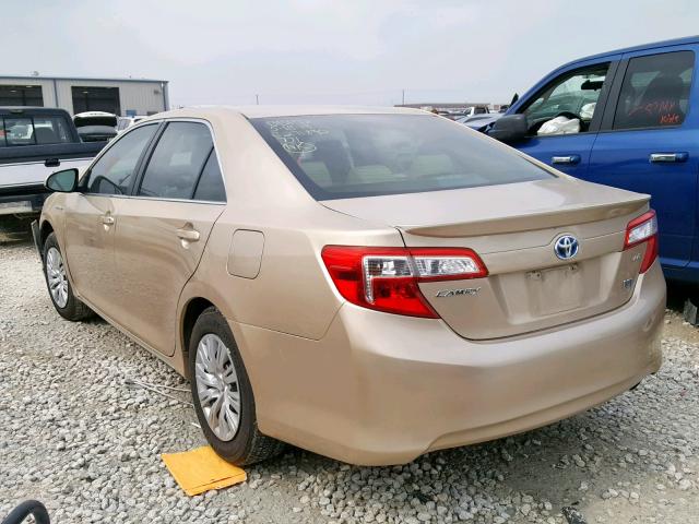 4T1BD1FK1CU004529 - 2012 TOYOTA CAMRY HYBR GOLD photo 3