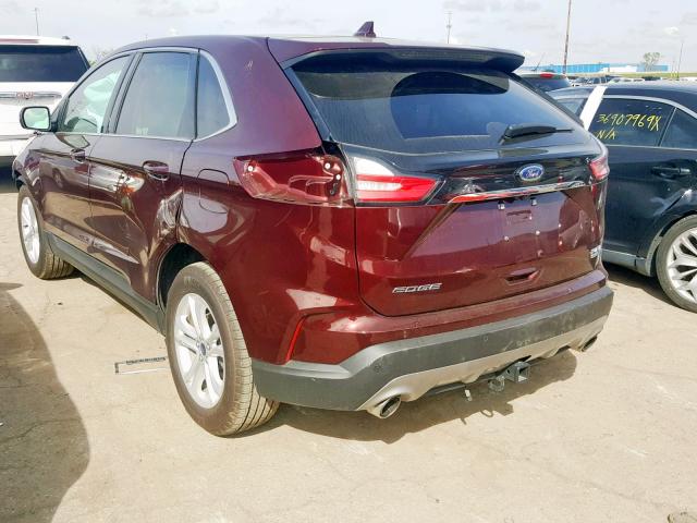 2FMPK4J90KBB03896 - 2019 FORD EDGE SEL RED photo 3