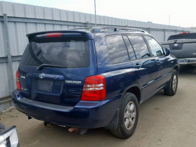 JTEHF21AX20070902 - 2002 TOYOTA HIGHLANDER BLUE photo 4