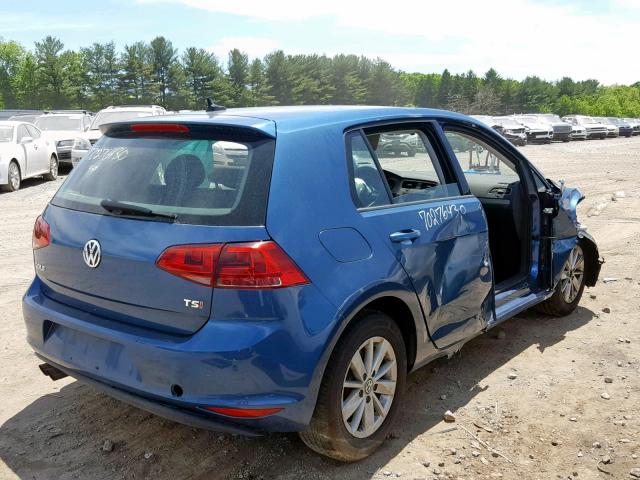 3VW217AU8HM054023 - 2017 VOLKSWAGEN GOLF S BLUE photo 4