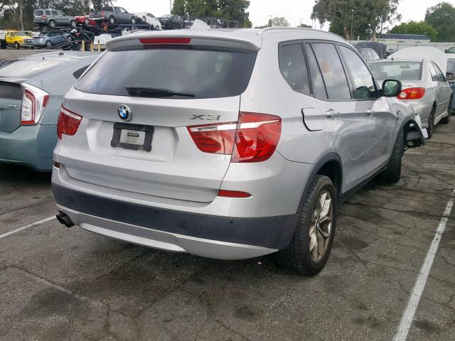 5UXWX7C56BL731330 - 2011 BMW X3 XDRIVE3 SILVER photo 4