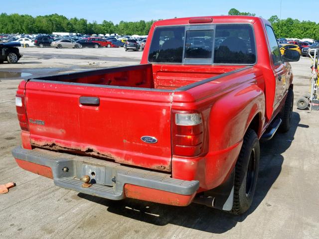 1FTYR10U72TA35296 - 2002 FORD RANGER RED photo 4