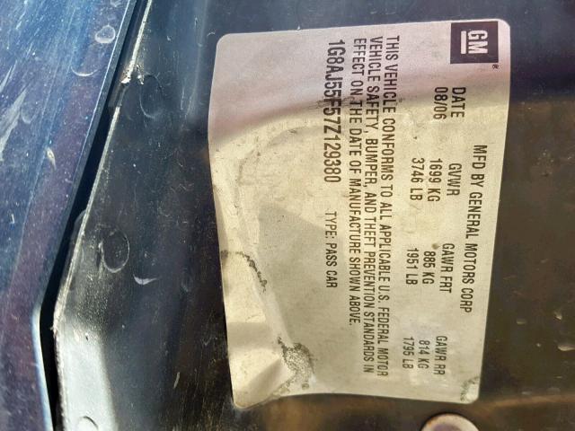 1G8AJ55F57Z129380 - 2007 SATURN ION LEVEL BLUE photo 10