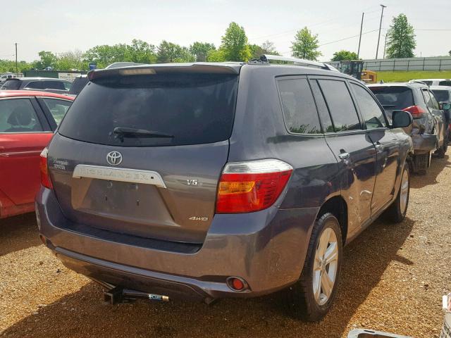 JTEES42A282017987 - 2008 TOYOTA HIGHLANDER GRAY photo 4