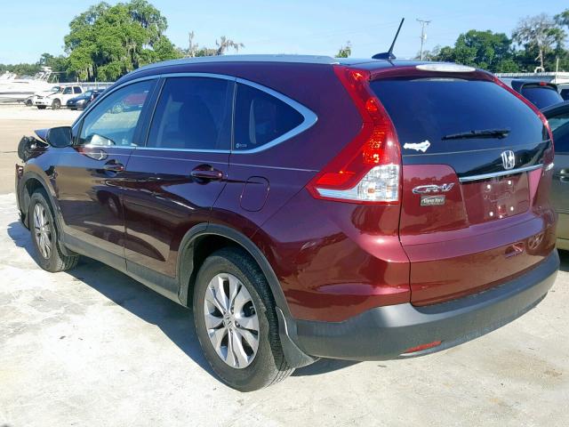 5J6RM4H76CL045848 - 2012 HONDA CR-V EXL MAROON photo 3