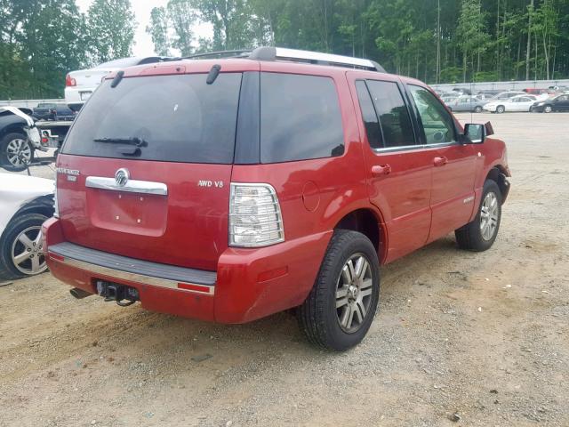 4M2EU48808UJ07141 - 2008 MERCURY MOUNTAINEE RED photo 4